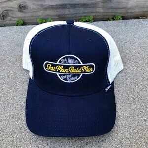 YUPOONG 5th Annual Fat Man Bald Man Trucker Hat Men's M/L Mesh Blue Embroidered‌